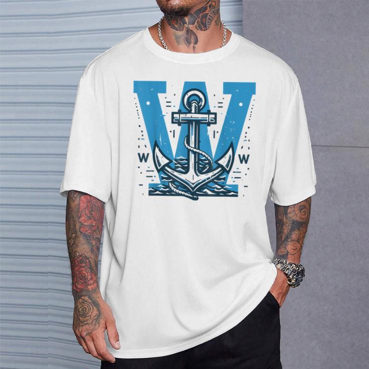Divertidoelero Azul W Anchor Camiseta unisex Regalos para él