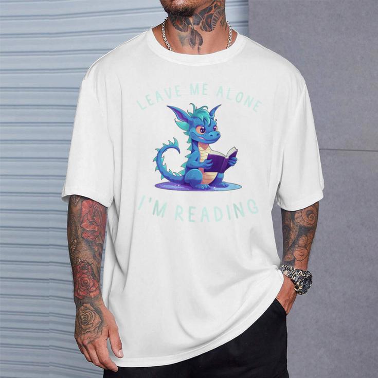 Dragon Reading Book Lover Leave Me Alone I'm Reading T-Shirt Gifts for Him
