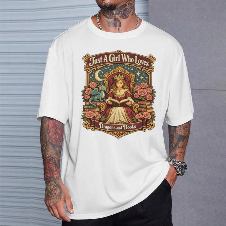 Dragon Reading Book Outfit Girls Dress Fantasy Reader Premium Tri-Blend T-Shirt Gifts for Him