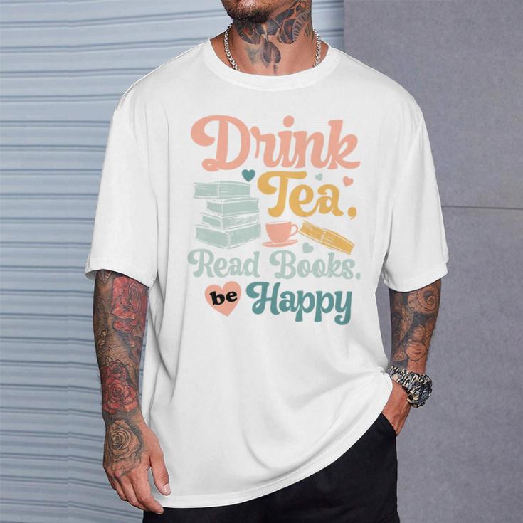 Drink Tea Read Books Nerd Book Reader Book Reading Lover Premium Tri-Blend T-Shirt Gifts for Him
