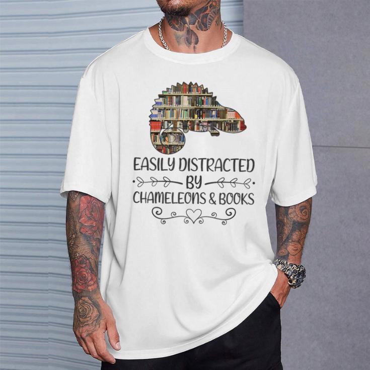 Easily Distracted By Chameleons And Books T-Shirt Gifts for Him Easily Distracted By Chameleons And Books T-Shirt Gifts for Him