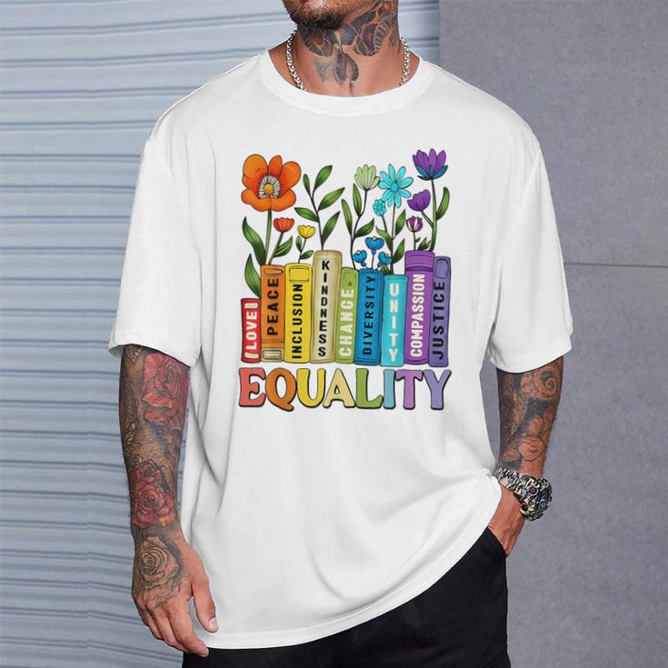 Equality Books Wildflower Rainbow LGBT Lesbian Gay Pride T-Shirt Gifts for Him Equality Books Wildflower Rainbow LGBT Lesbian Gay Pride T-Shirt Gifts for Him