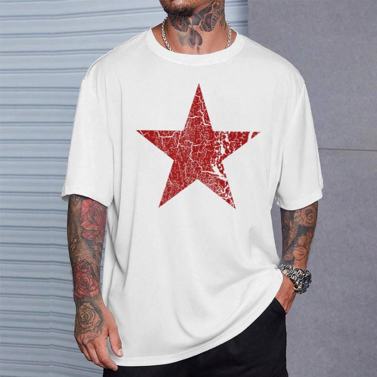 Estrella Roja Envejecida Grunge Estrella Roja De Colorintage Camiseta unisex Regalos para él