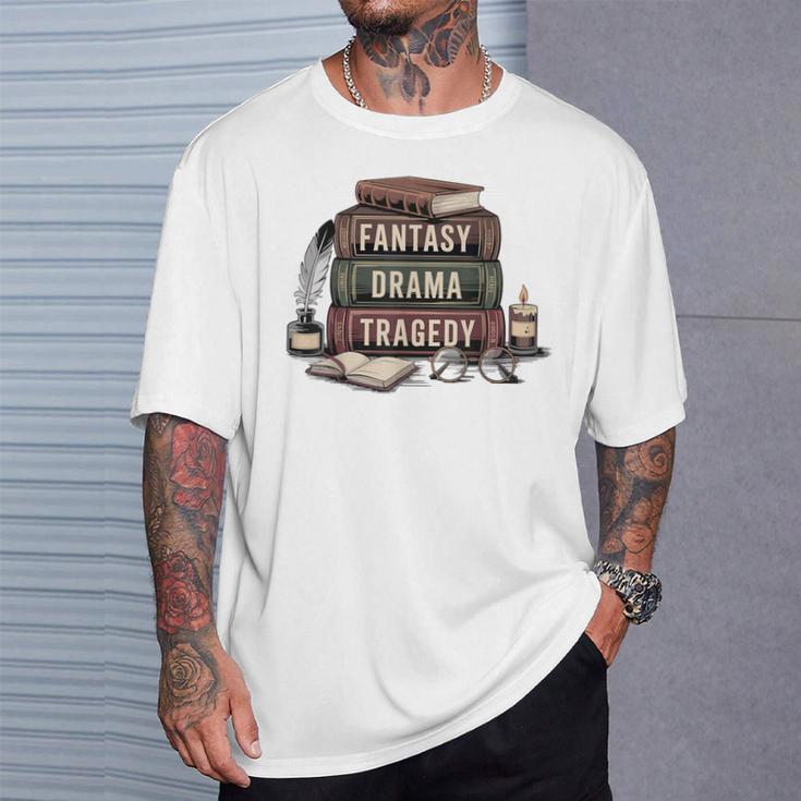 Fantasy Drama Tragedy Gothic Book Lover Bookworm T-Shirt Gifts for Him Fantasy Drama Tragedy Gothic Book Lover Bookworm T-Shirt Gifts for Him