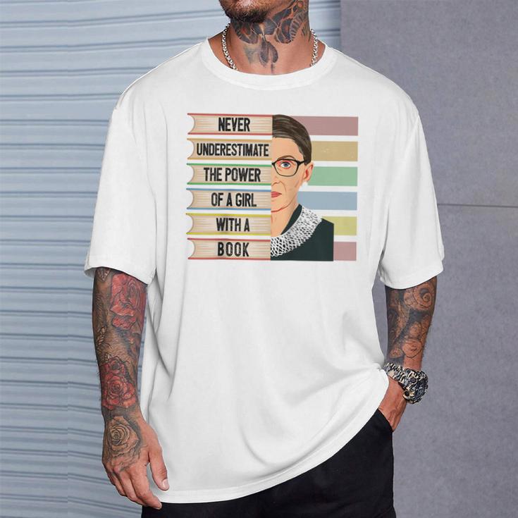 Feminist Ruth Bader Ginsburg RBG Quote Girl With Book Women Raglan Baseball Tee T-Shirt Gifts for Him