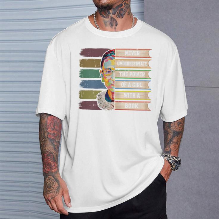 Feminist Ruth Bader Ginsburg RBG Quote Girl With Book Women T-Shirt Gifts for Him
