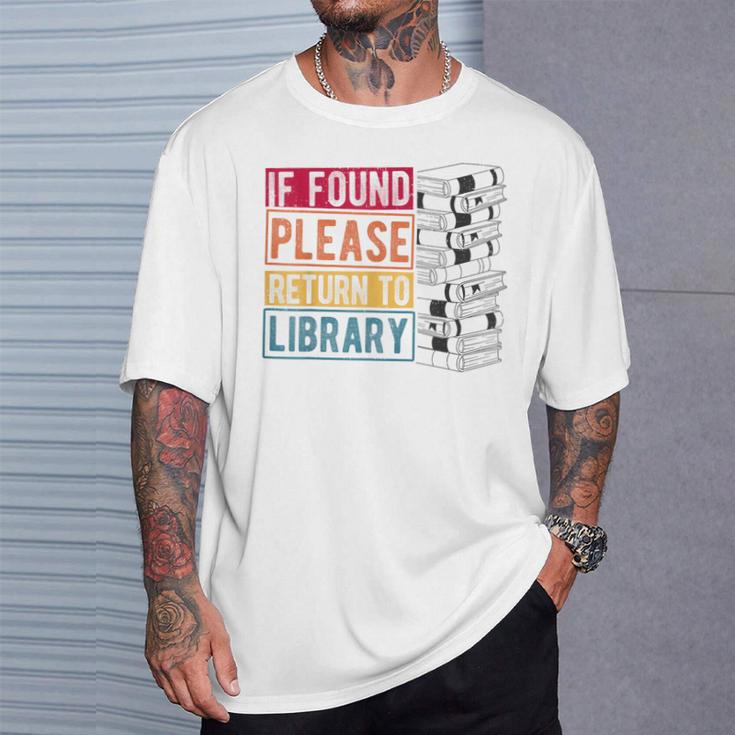 If Found Please Return To Library Retro Book Library T-Shirt Gifts for Him