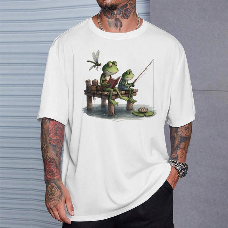 Frog Toad Fishing Vintage Classic Book Frog T-Shirt Gifts for Him