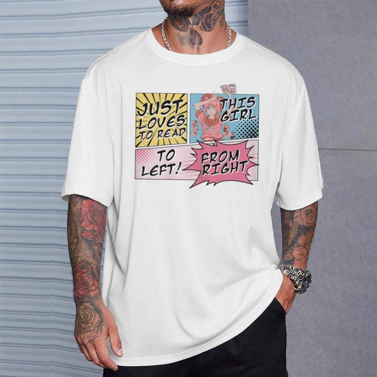 This Girl Reads Right To Left Comic Books Anime And Manga T-Shirt Gifts for Him