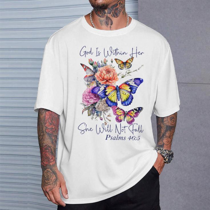 God Is Within Her Faith 聖句 詩篇 Tシャツ 彼への贈り物