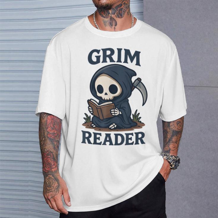 Grim Reader Dark Humor Read Book & Library Lovers T-Shirt Gifts for Him