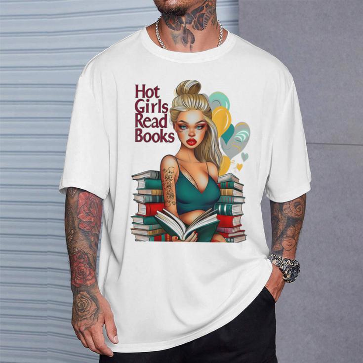 Hot Girls Read Books Spicy Bookish Girl Dark Romance Reader T-Shirt Gifts for Him