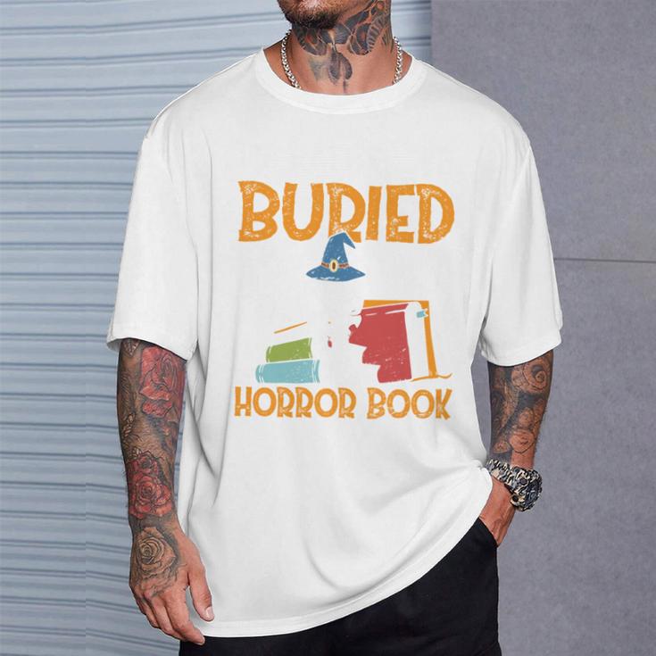 I’d Rather Be Buried In A Horror Book Spooky Skull Book Fan T-Shirt Gifts for Him