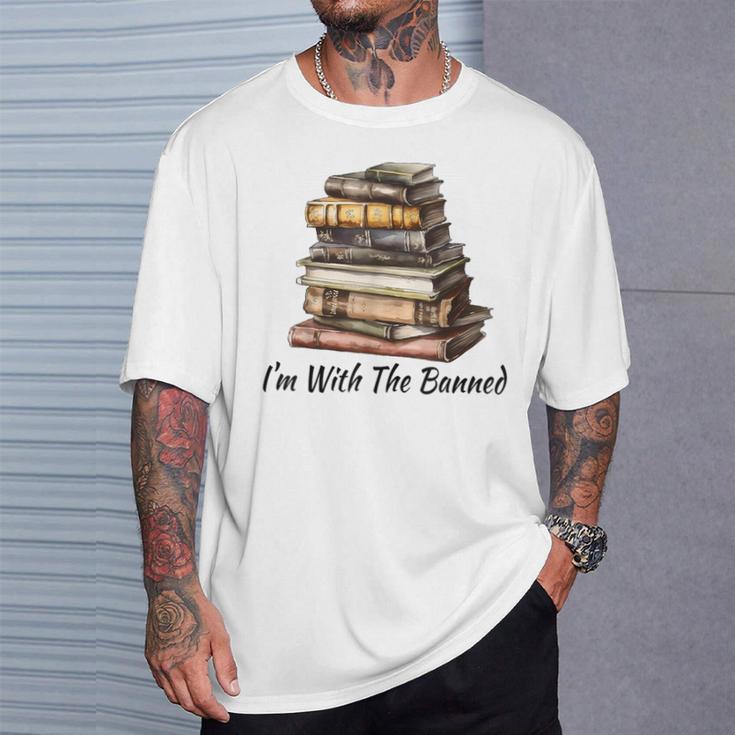 I'm With The Banned Books Reading Addict Book Lover T-Shirt Gifts for Him