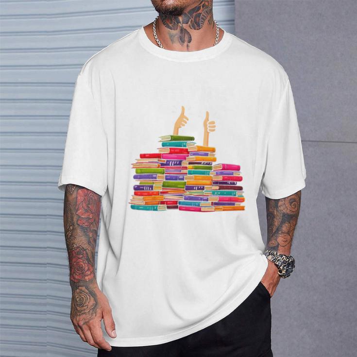I'm Fine Reading Books Reader Book Lover Librarian T-Shirt Gifts for Him