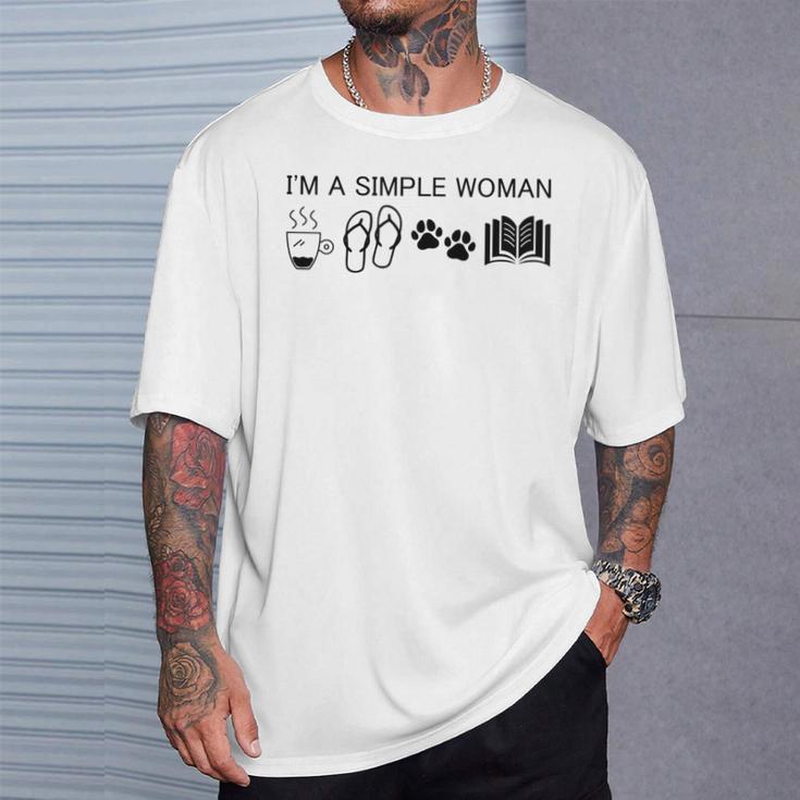 I'm A Simple Woman I Love Coffee Flip Flops Dog Books T-Shirt Gifts for Him