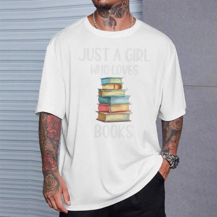 Just A Girl Who Loves Books Bookworm Book Lovers Premium Tri-Blend T-Shirt Gifts for Him