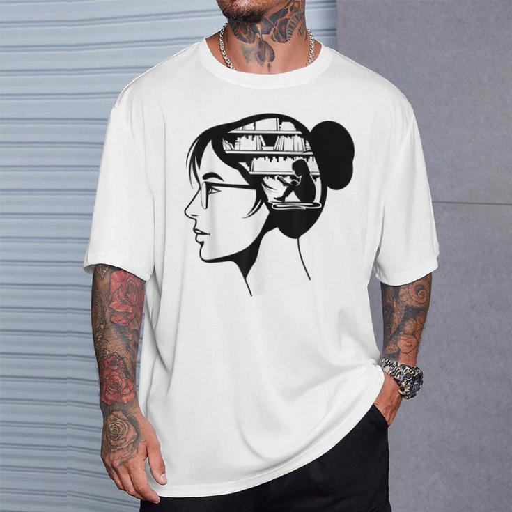 Just a Girl Who Loves Books Reading Silhouette Graphic T-Shirt Gifts for Him