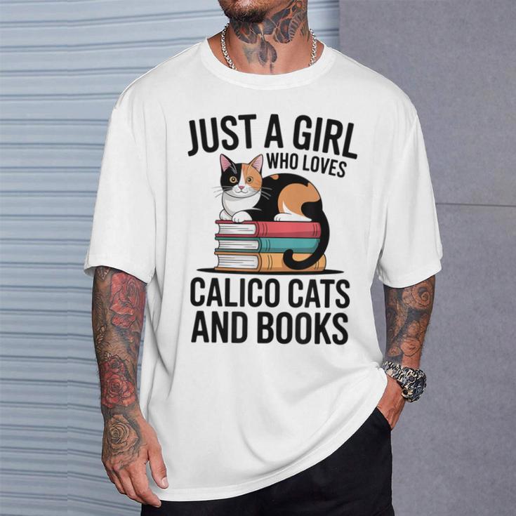 Just A Girl Who Loves Calico Cats And Books Minimal Tee T-Shirt Gifts for Him Just A Girl Who Loves Calico Cats And Books Minimal Tee T-Shirt Gifts for Him