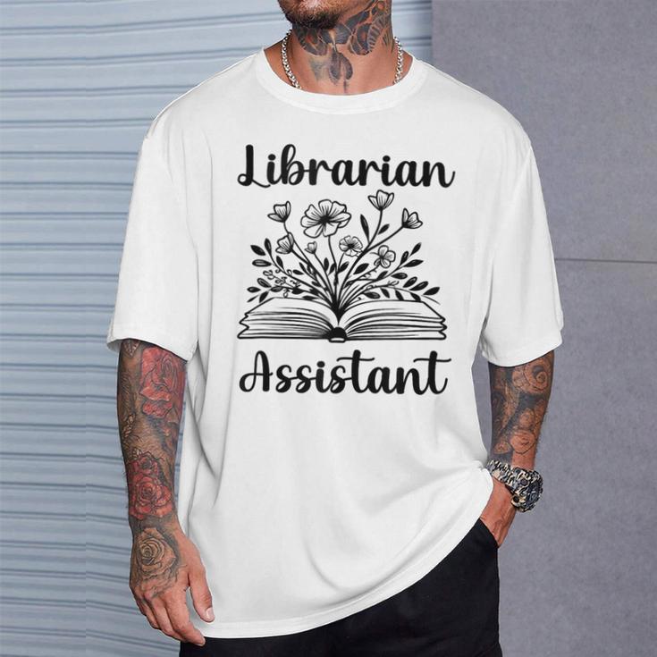 Librarian Assistant Cute Floral Book Reader Graphic Women T-Shirt Gifts for Him