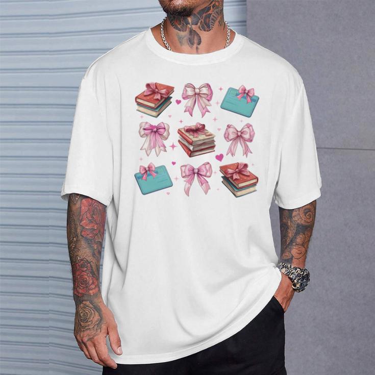 Librarian Library Books Girl Coquette Bow Pink Mom T-Shirt Gifts for Him Librarian Library Books Girl Coquette Bow Pink Mom T-Shirt Gifts for Him