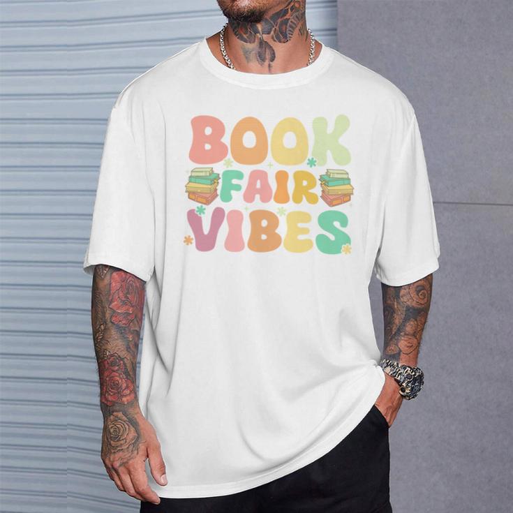 Library Book Fair Vibe Groovy Retro School Reading Nostalgic T-Shirt Gifts for Him