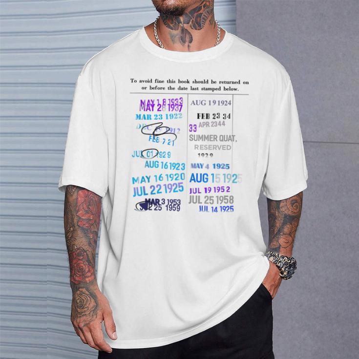 Library Date Stamp Shirt Librarian Shirt Library Book Stamp T-Shirt Gifts for Him