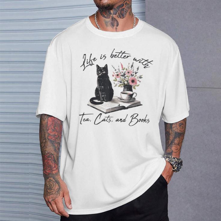 Life Better With 2 Cats Books Kitten Kitty Women Girls Kids T-Shirt Gifts for Him
