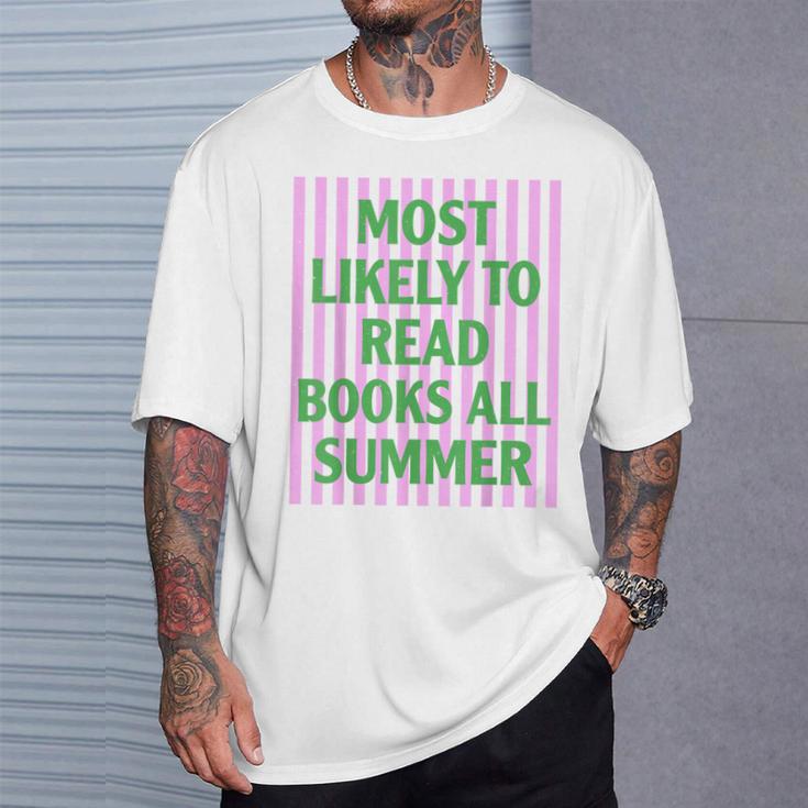 Most Likely To Read Books All Summer Teacher Last Day T-Shirt Gifts for Him