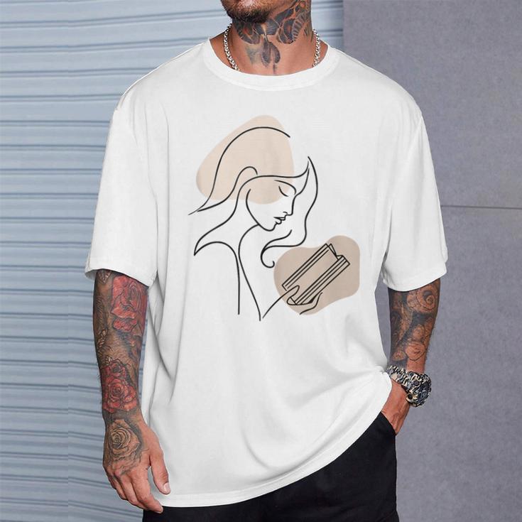 Line Art Abstract Minimalist Minimal For Book Lover Women T-Shirt Gifts for Him Line Art Abstract Minimalist Minimal For Book Lover Women T-Shirt Gifts for Him