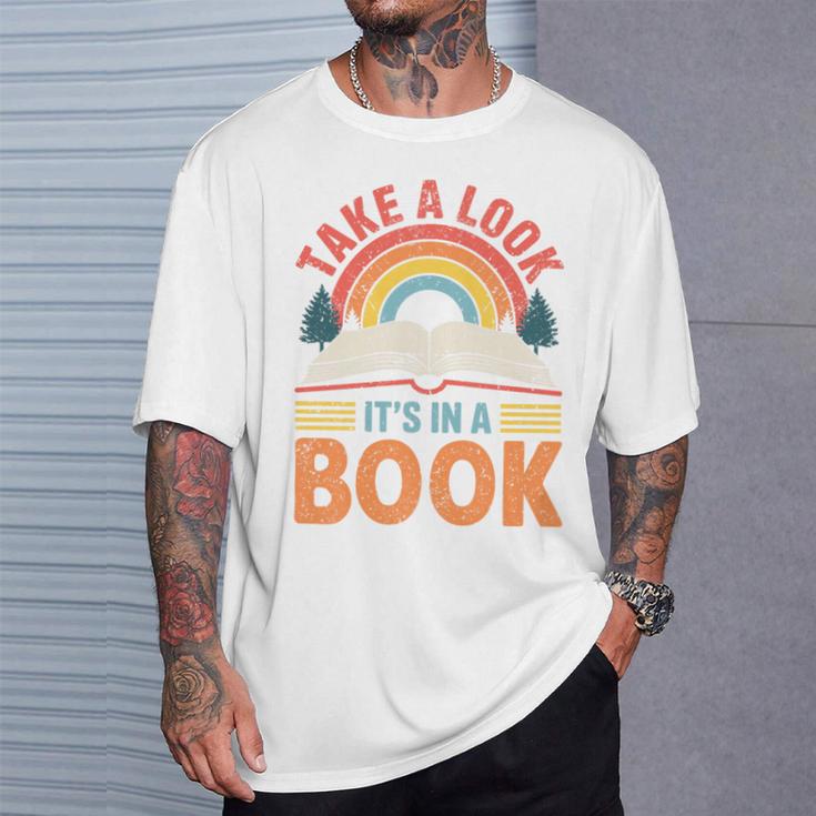 Take A Look It's In A Book Retro Reading Book Lover Premium Tri-Blend T-Shirt Gifts for Him