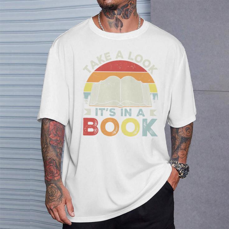 Take A Look It's In A Book Retro Reading Premium Tri-Blend T-Shirt Gifts for Him