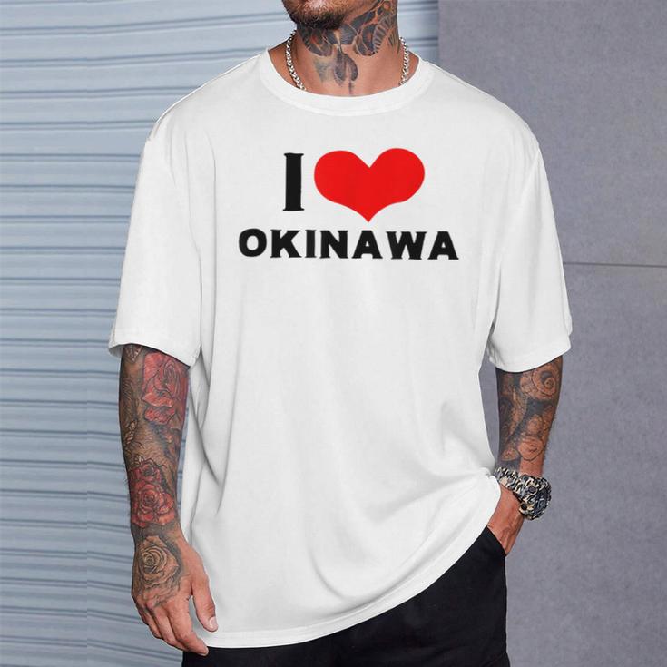 I Love Okinawa 愛 ハート 沖縄 沖縄県 日本 お土産 かわいい おしゃれ Tシャツ 彼への贈り物