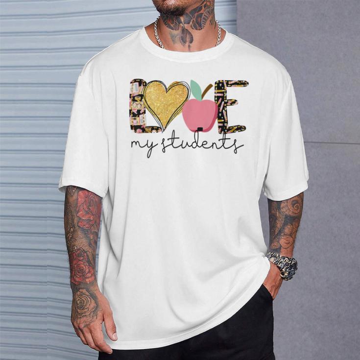 Love My Students Book Pencil Apple Back To School T-Shirt Gifts for Him
