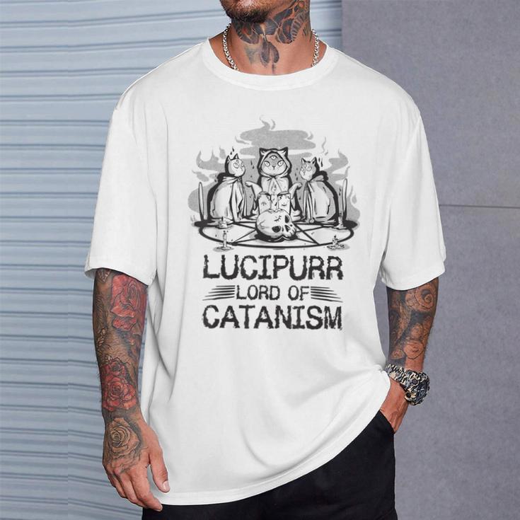Lucipurr 黒猫 魔法 悪魔 猫 ルシファー オカルティズム Tシャツ 彼への贈り物