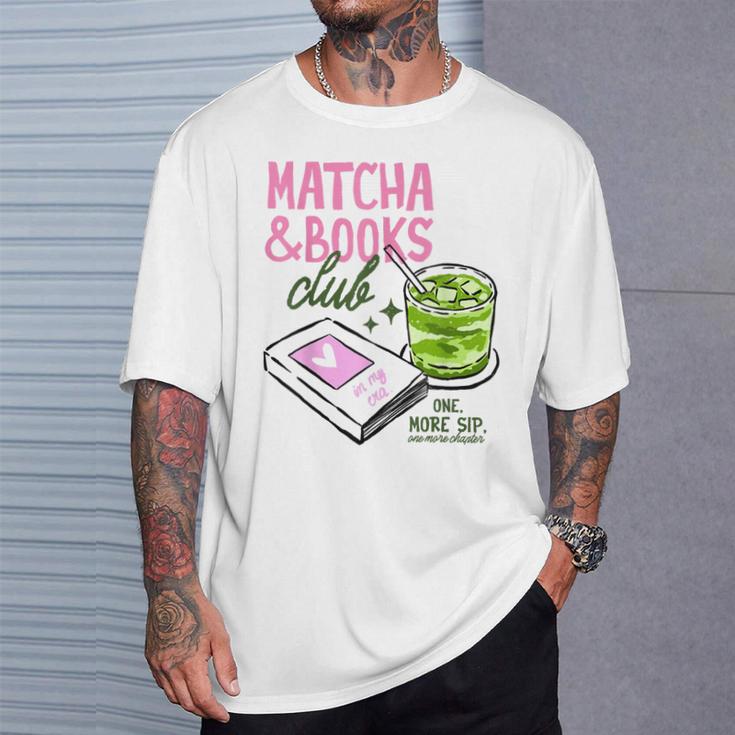 Matcha & Books Club Green Tea Latte Lovers T-Shirt Gifts for Him