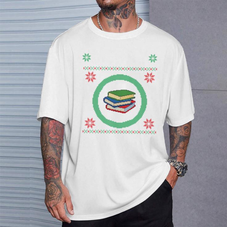 Merry Bookmas Christmas Jumper Avid Reader Ugly Sweater Book T-Shirt Gifts for Him