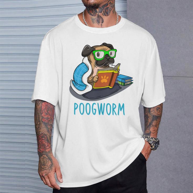 Nerdy Pug Reading Books Poogworm Pug Bookworm T-Shirt Gifts for Him Nerdy Pug Reading Books Poogworm Pug Bookworm T-Shirt Gifts for Him