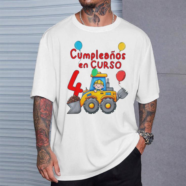 Niño 4 Años Con Tractor Excavadora Cumpleaños Camiseta unisex Regalos para él