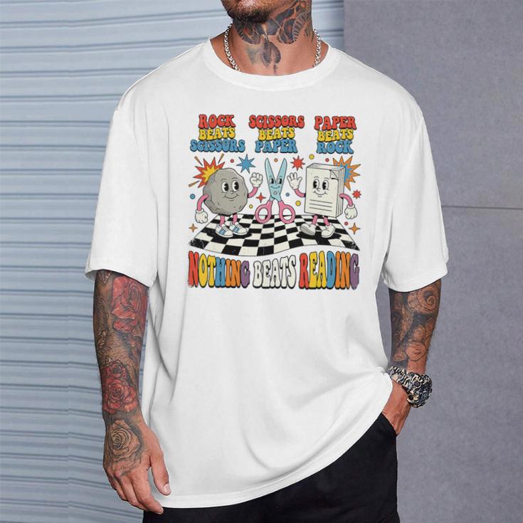 Nothing Beats Reading Rock Paper Scissors Book Love Premium Tri-Blend T-Shirt Gifts for Him