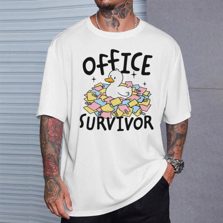 Officeurvivor かわいいアヒルの付箋 ユーモア 長袖tシャツ Tシャツ 彼への贈り物