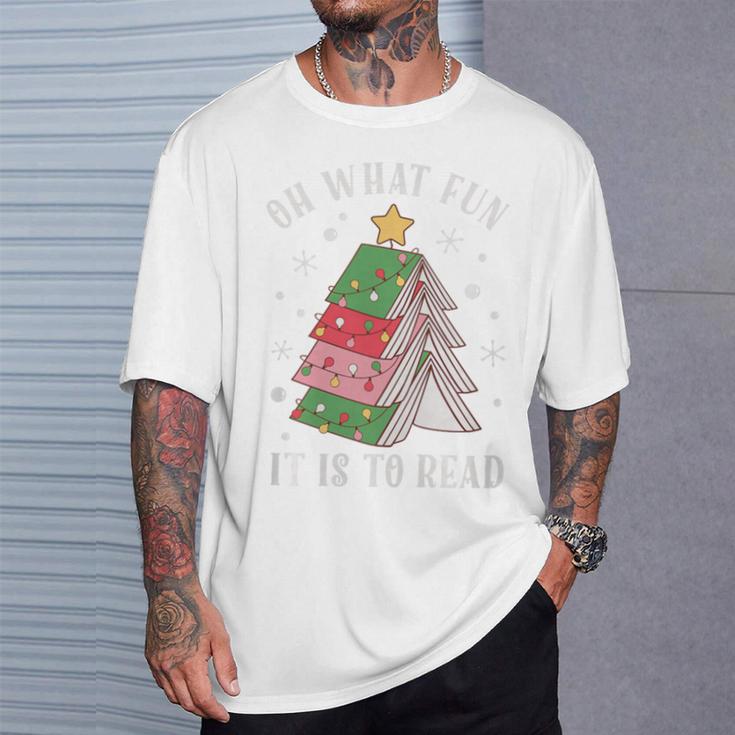 Oh What Fun It Is To Read Book Christmas Tree Premium Tri-Blend T-Shirt Gifts for Him