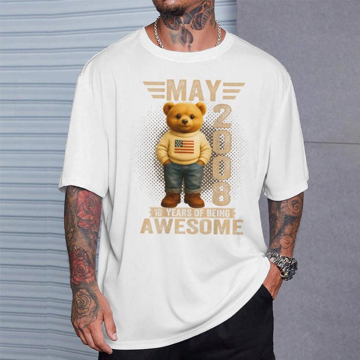 On Back 18歳 2008年5月 テディベア 18歳の誕生日 Tシャツ 彼への贈り物