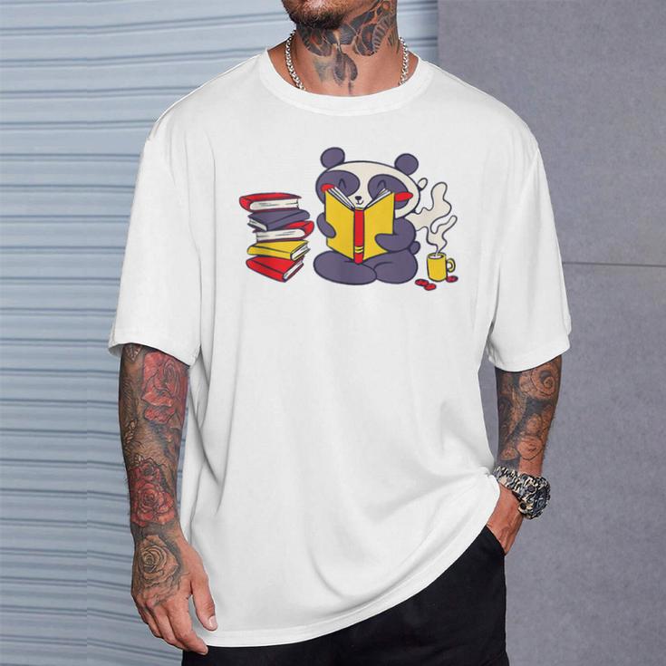 Panda Reading Bear Read Books Cute T-Shirt Gifts for Him