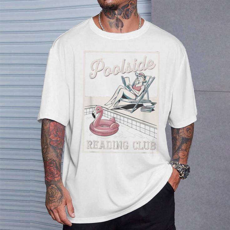 Poolside Reading Club Books Flamingo Swim Pool Inflatable T-Shirt Gifts for Him Poolside Reading Club Books Flamingo Swim Pool Inflatable T-Shirt Gifts for Him