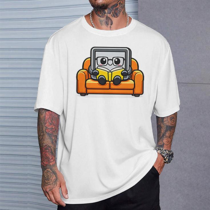 Proud Library Patron Cute Tablet Reading a Book T-Shirt Gifts for Him Proud Library Patron Cute Tablet Reading a Book T-Shirt Gifts for Him