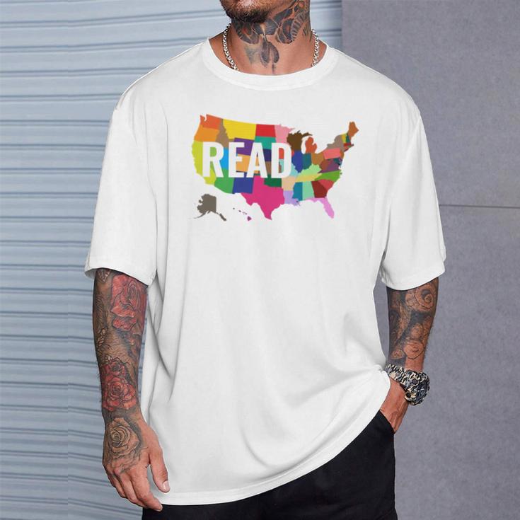Read America Shirt United States Read Books T-Shirt Gifts for Him