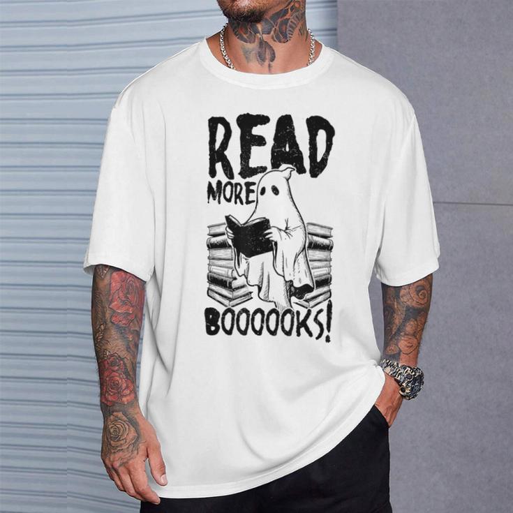 Read More Books Ghost Halloween Reading Teacher Literacy T-Shirt Gifts for Him