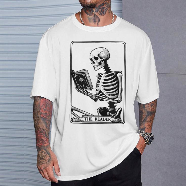 The Reader Tarot Card Skeleton Reading Book Books T-Shirt Gifts for Him