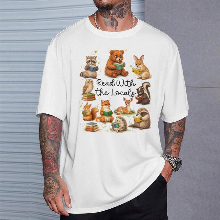 Reading Book Lover Bookish Camping Read With The Locals T-Shirt Gifts for Him